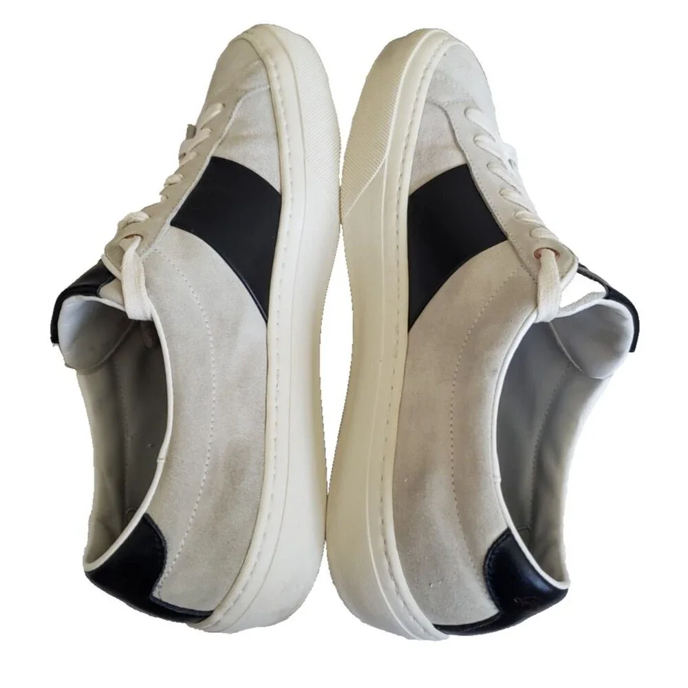 Good Man Brand Legacy Lo Top Midtown Sneakers Light Grey Suede/ Vachetta Sz 9.5